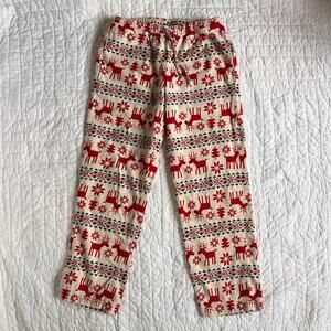 Hanna Andersson Red Deer Flannel Pajama Pants Bottoms Cream Red XS